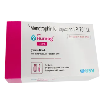 Хумог 75 МЕ (Менотропин) :: Humog HP 75 МЕ ФСГ+75 МЕ ЛГ, лиоф. д/р-ра для в/м введ, 1 шт.